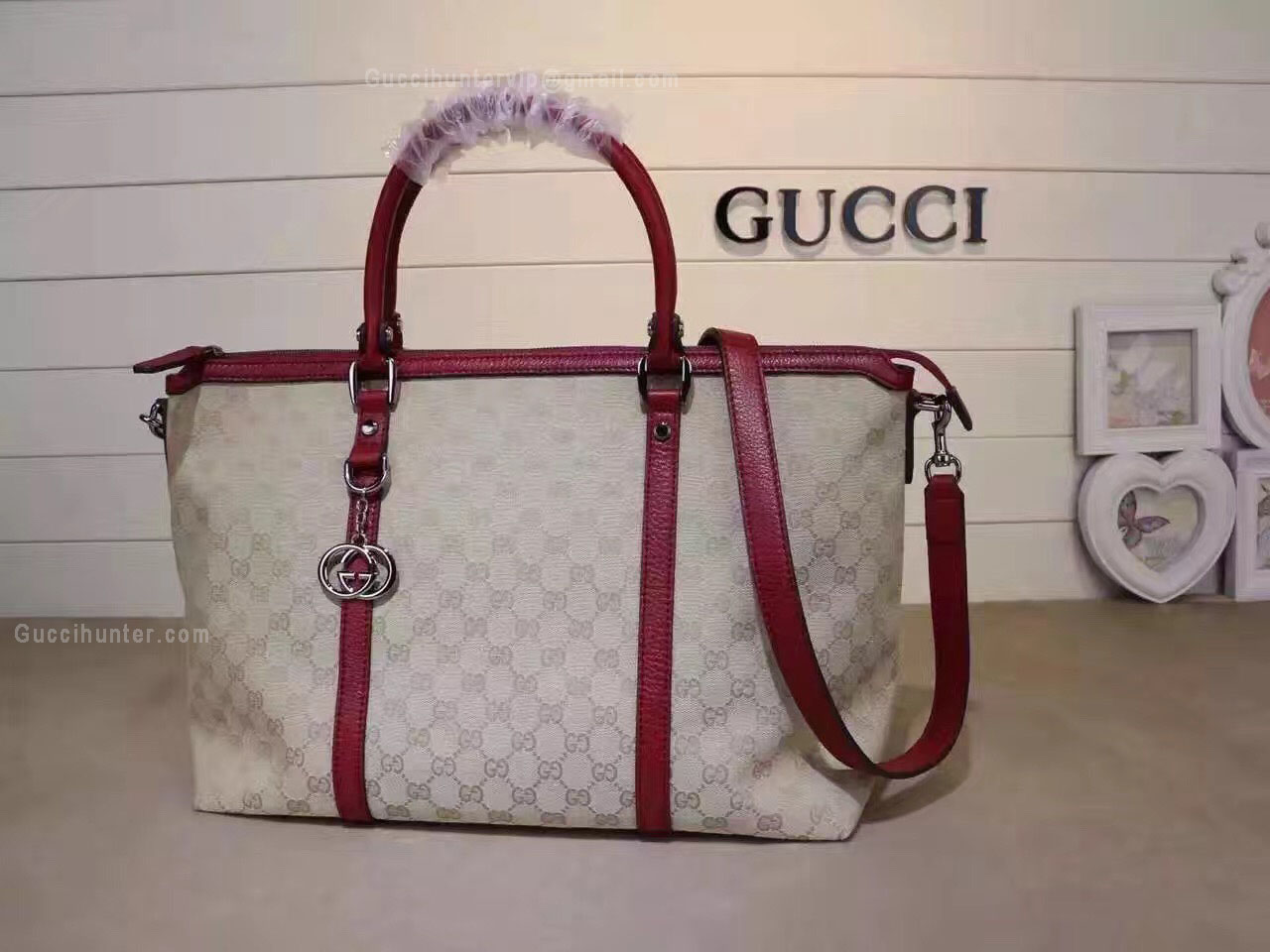 Gucci GG Pattern 2WAY Shoulder Boston Bag Red 339550